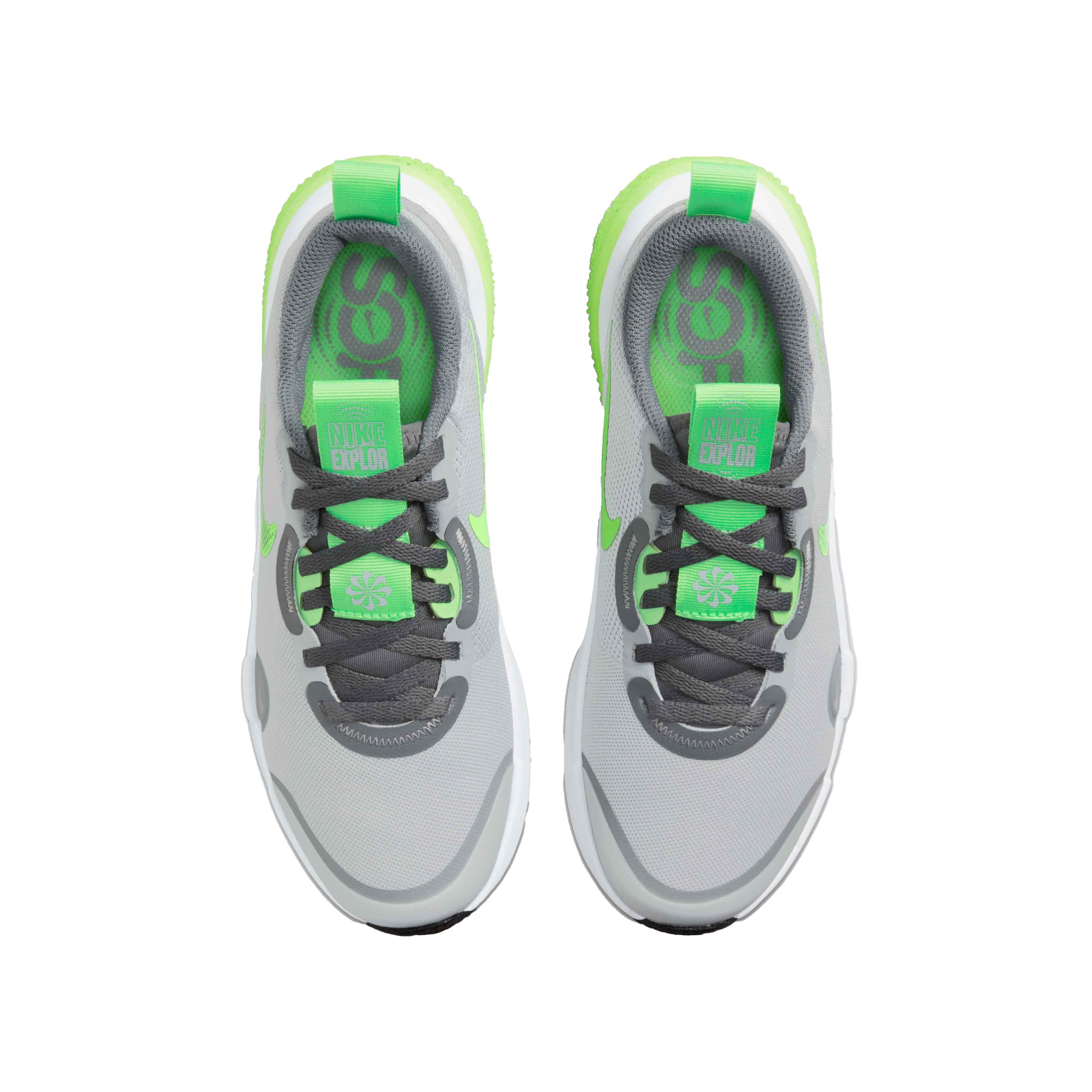 Nike Explor Next Nature "Light Smoke Grey/Green Strike" Grade School Boys' Running Shoe - GREY Thumbnail View 4