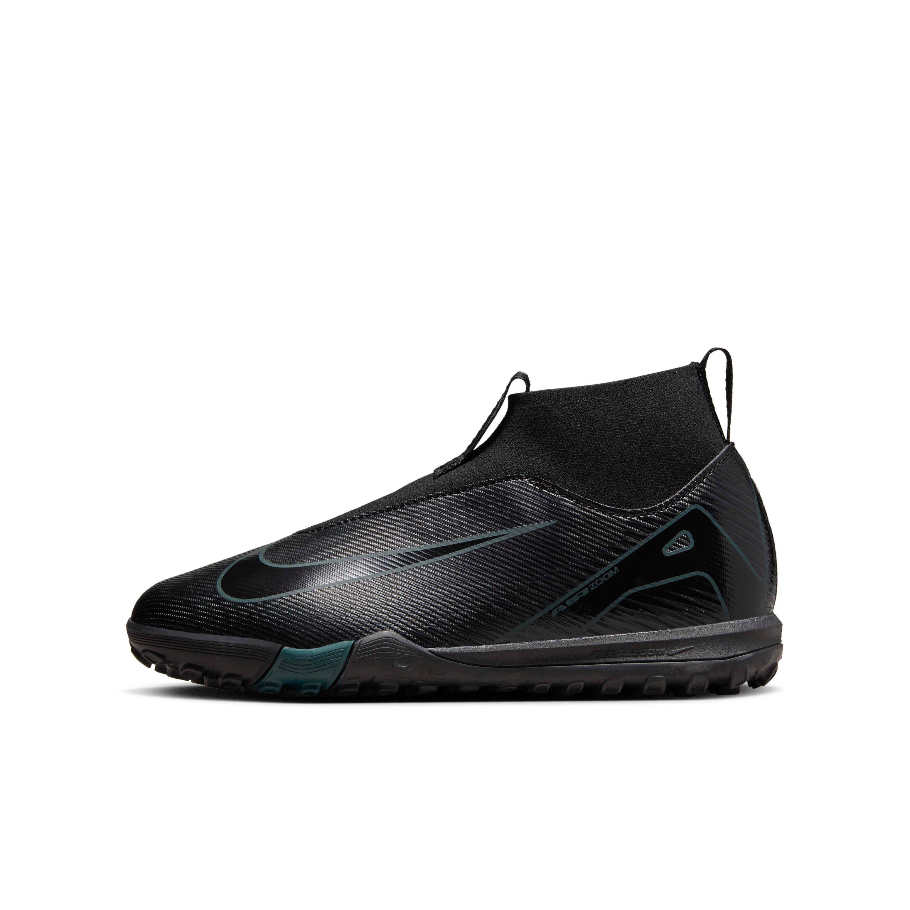 Nike Jr. Mercurial Superfly 10 Academy Turf Grade School Kids' "Black/Deep Jungle/Black" Soccer Shoe