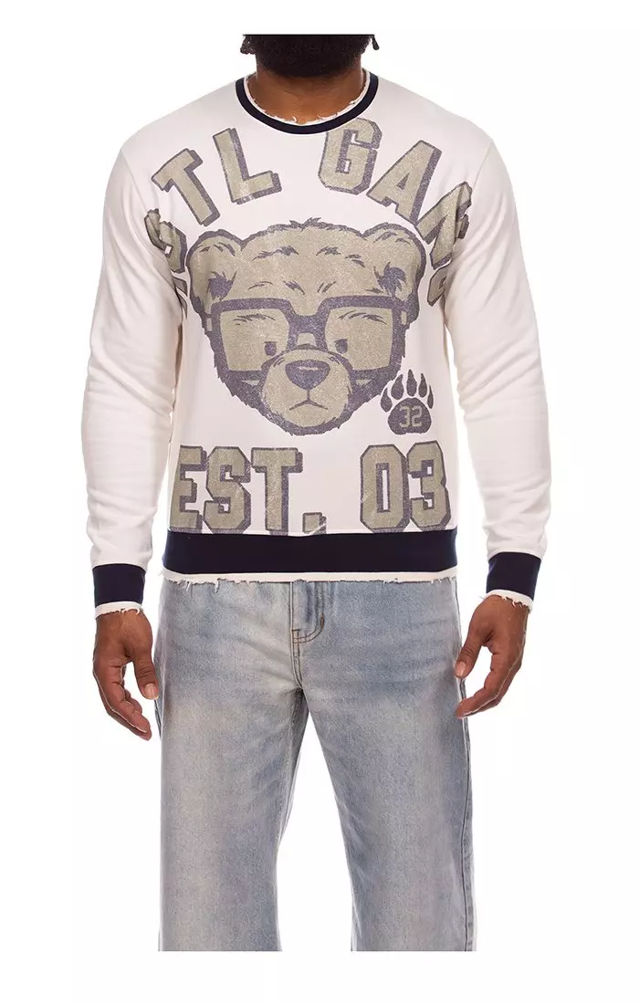 Hustle Gang Men's Baloo Fleece Sweatshirt - Cream - CREAM
