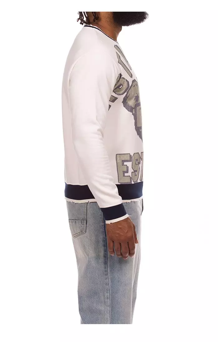 Hustle Gang Men's Baloo Fleece Sweatshirt - Cream - CREAM