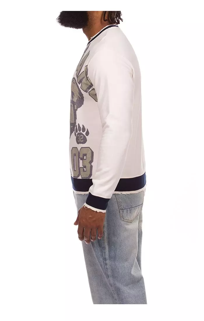 Hustle Gang Men's Baloo Fleece Sweatshirt - Cream - CREAM