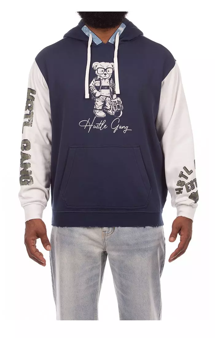 Hustle Gang Men's Paddington Hoodie - Blue/White - BLUE/WHITE