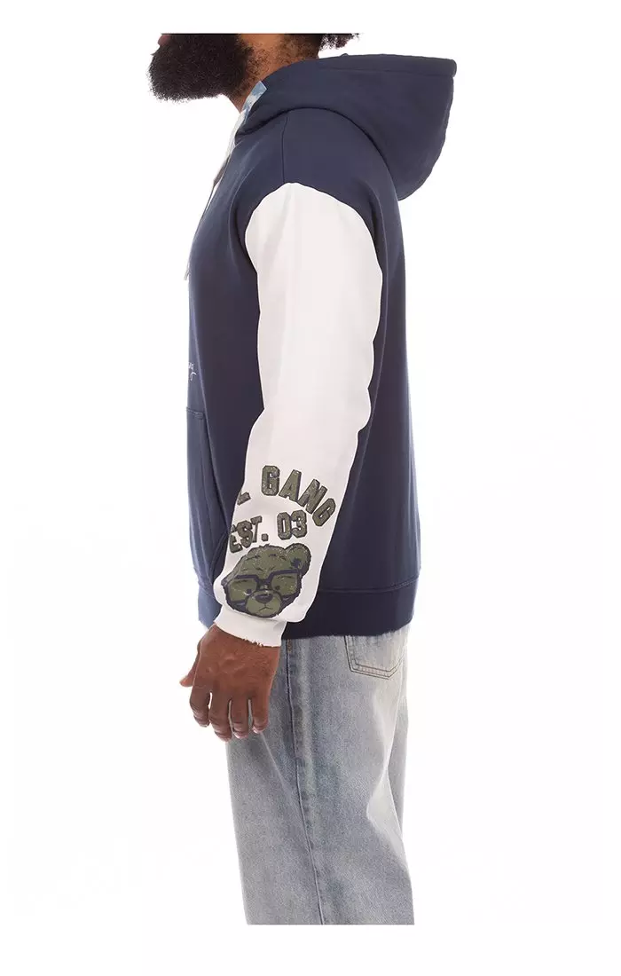 Hustle Gang Men's Paddington Hoodie - Blue/White - BLUE/WHITE