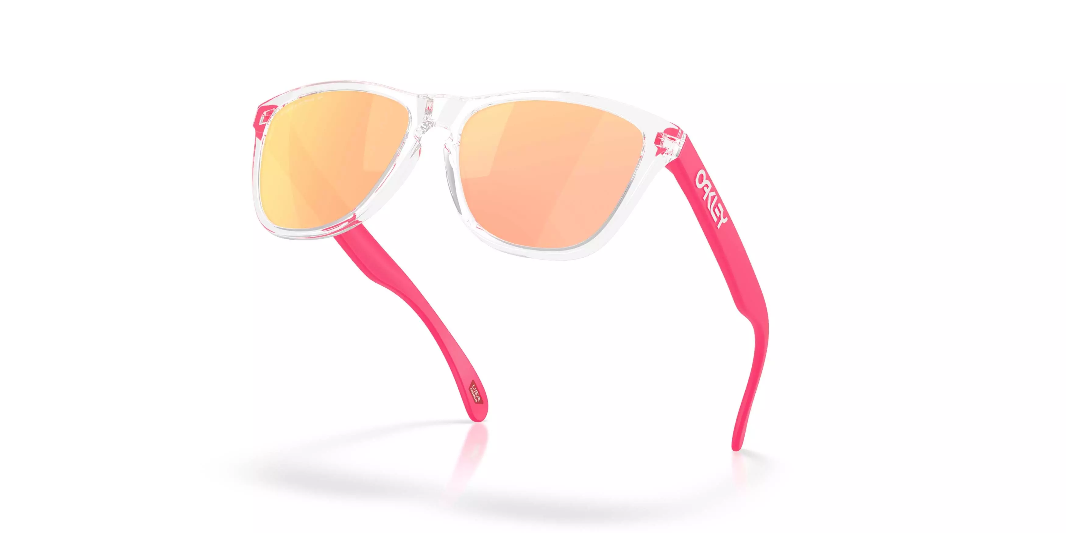 Oakley Frogskins Neon Pop Collection Prizm Rose Gold Polarized Sunglasses &ndash; Clear - CLEAR/PINK