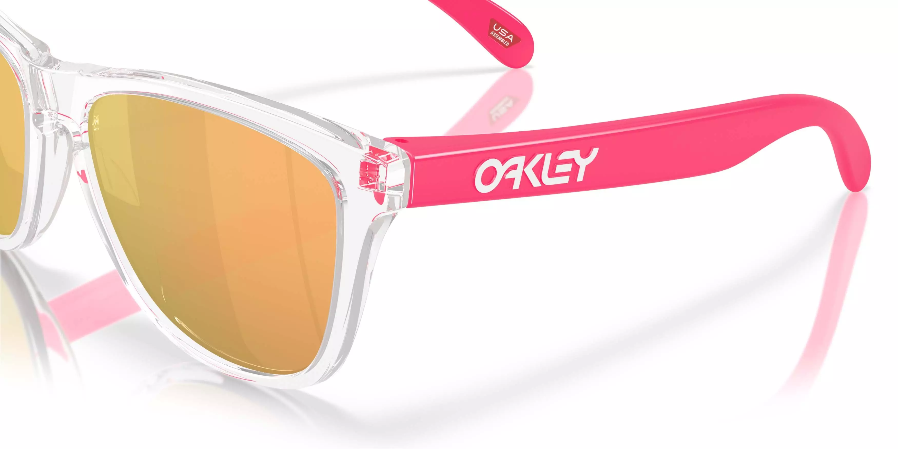 Oakley Frogskins Neon Pop Collection Prizm Rose Gold Polarized Sunglasses &ndash; Clear - CLEAR/PINK