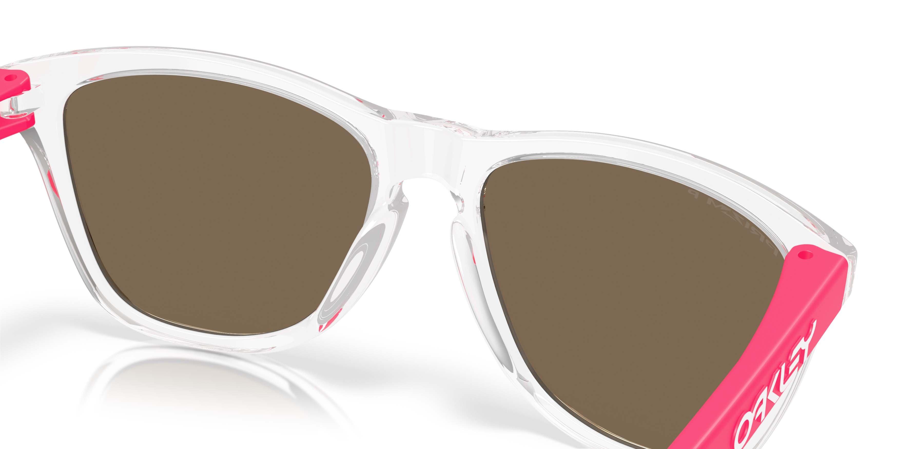 Oakley Frogskins Neon Pop Collection Prizm Rose Gold Polarized Sunglasses &ndash; Clear - CLEAR/PINK Thumbnail View 5