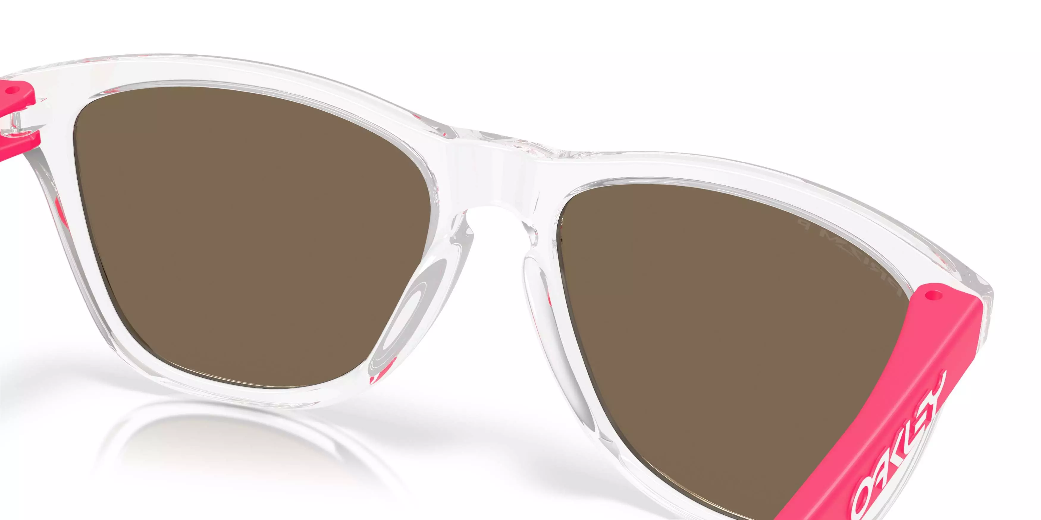 Oakley Frogskins Neon Pop Collection Prizm Rose Gold Polarized Sunglasses &ndash; Clear - CLEAR/PINK