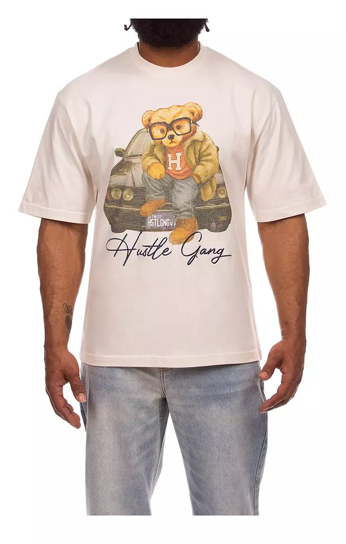 Hustle Gang Men's Winnie Graphic T-Shirt - Cream - CREAM