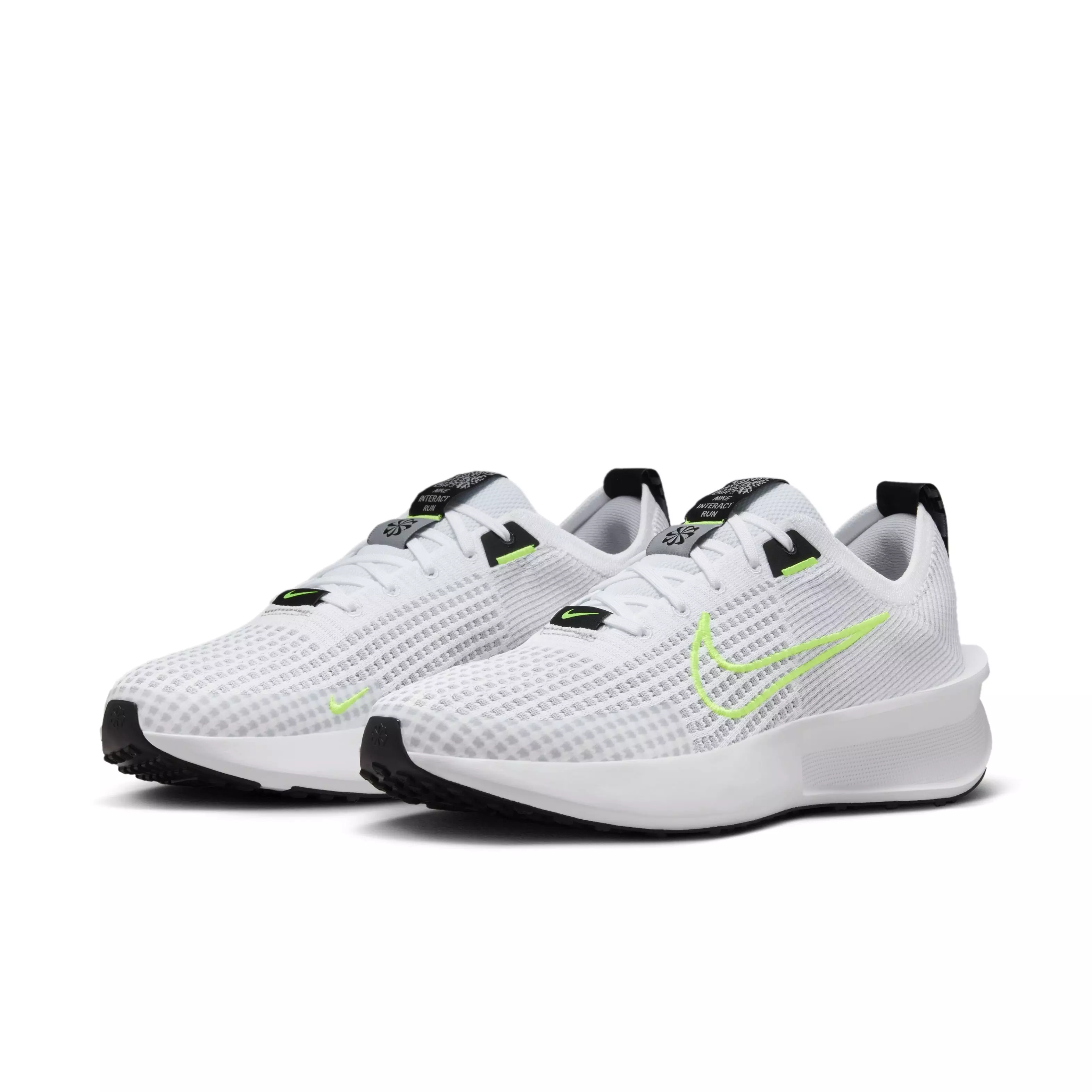 Nike Interact Run "White/Wolf Grey/Black/Volt" Men's Running Shoe - WHITE/GREY/VOLT