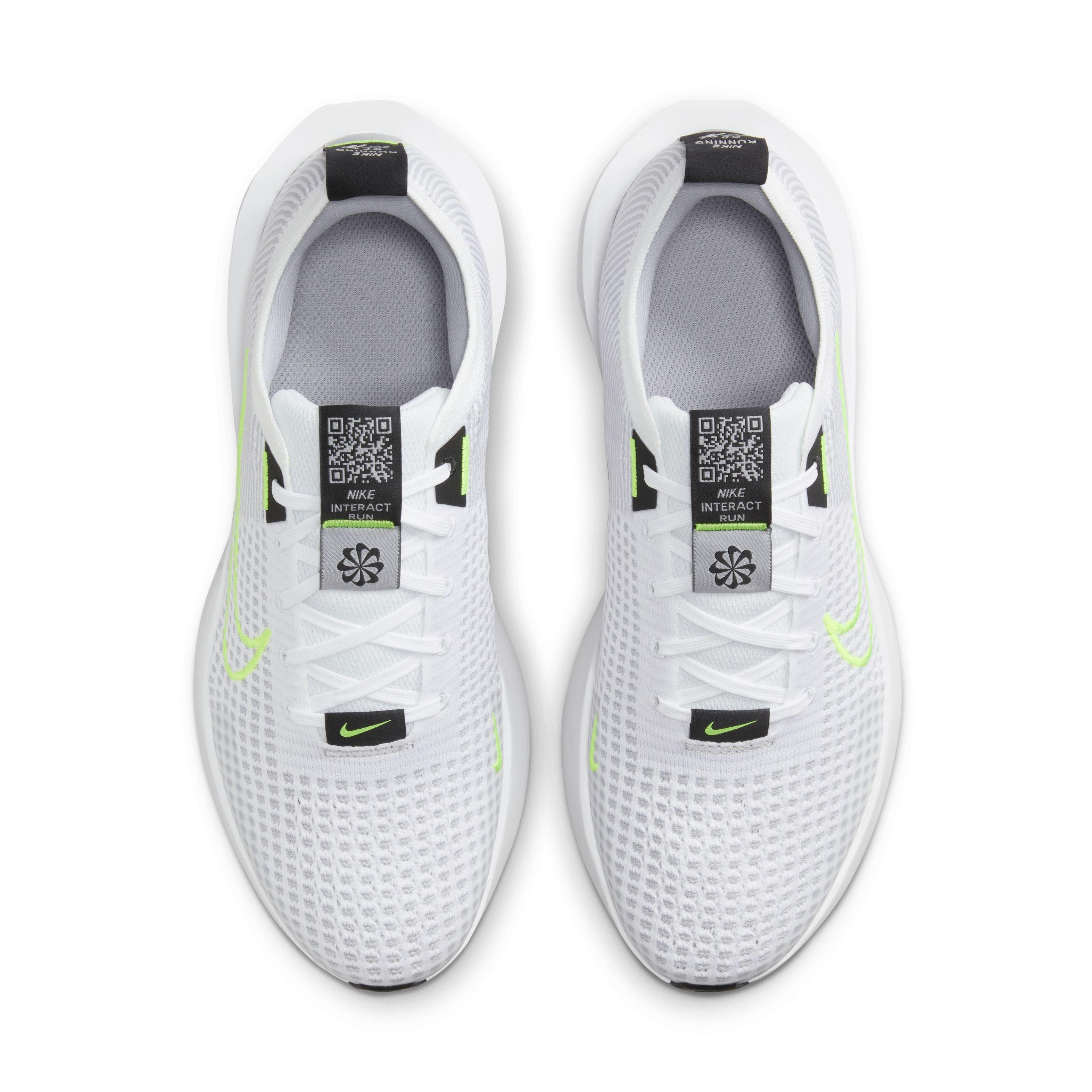 Nike Interact Run "White/Wolf Grey/Black/Volt" Men's Running Shoe - WHITE/GREY/VOLT Thumbnail View 4