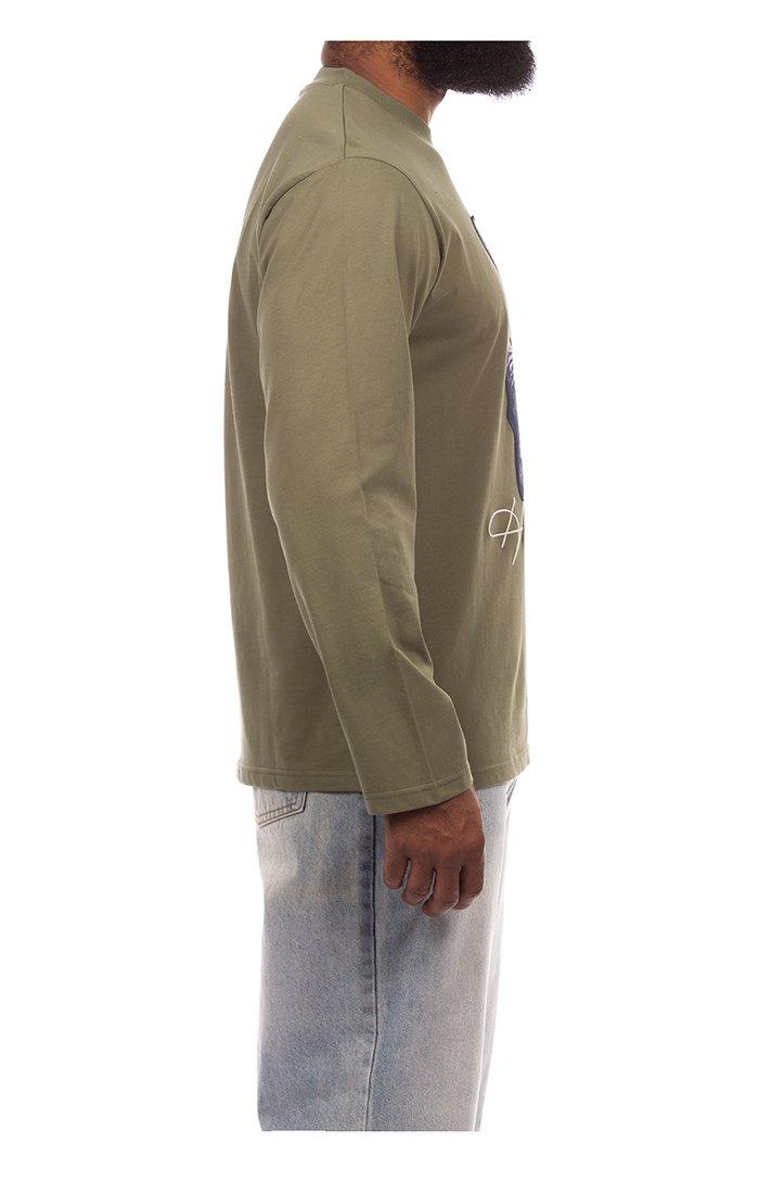Hustle Gang Men's Rupert Knit Long Sleeve T-Shirt - Olive - OLIVE