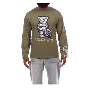 Hustle Gang Men's Rupert Knit Long Sleeve T-Shirt - Olive - OLIVE