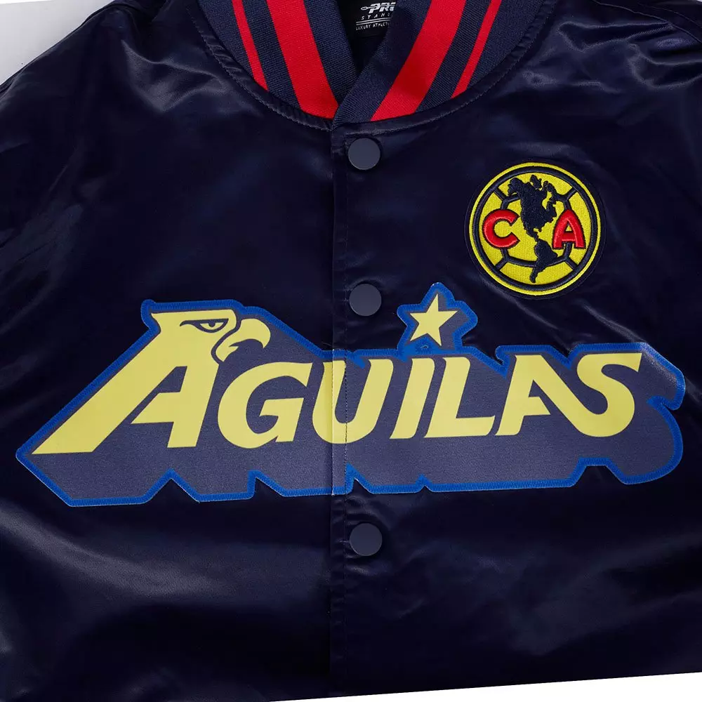 Pro Standard Men's Liga MX Club America Stadium Rib V2 Satin Jacket - Navy/Red - NAVY/RED