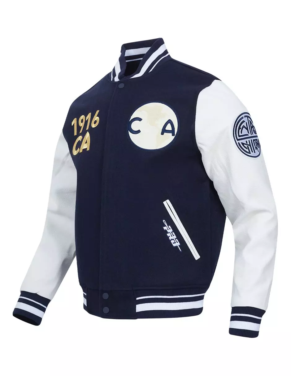 Pro Standard Men's Liga MX Club America Stadium Rib Wool Varsity Jacket - Navy/White - NAVY/WHITE