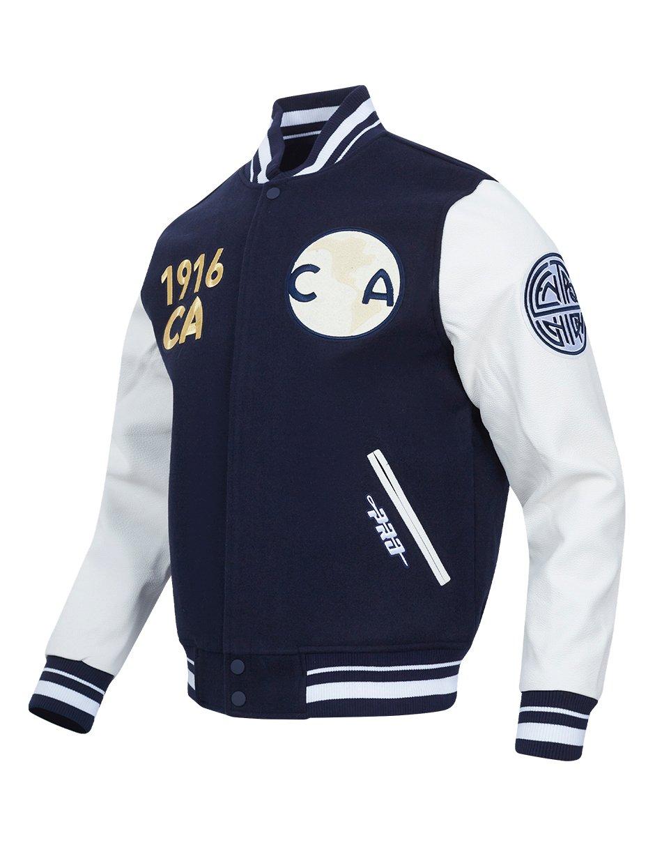 Pro Standard Men's Liga MX Club America Stadium Rib Wool Varsity Jacket -Navy/White - NAVY/WHITE Thumbnail View 3