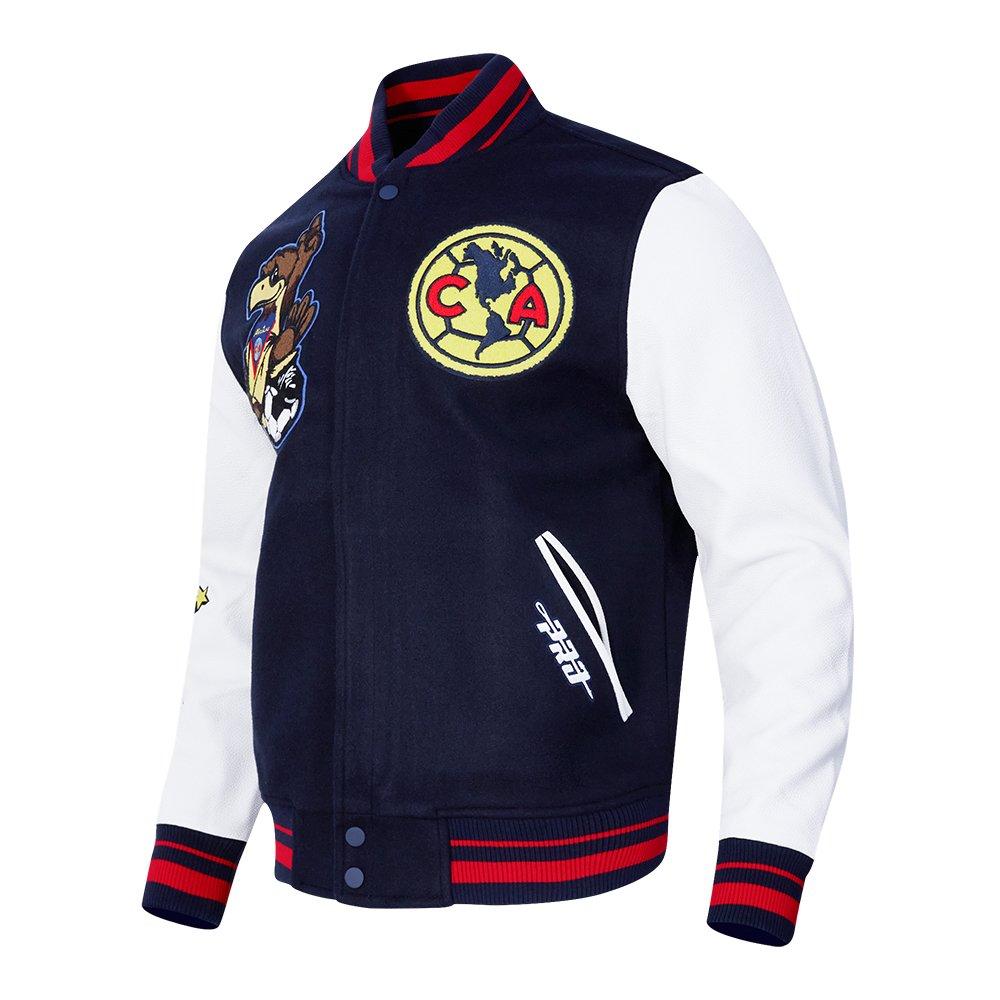 Pro Standard Men's Liga MX Club America Stadium Rib Wool Varsity Jacket -Navy/Red - NAVY/RED Thumbnail View 3