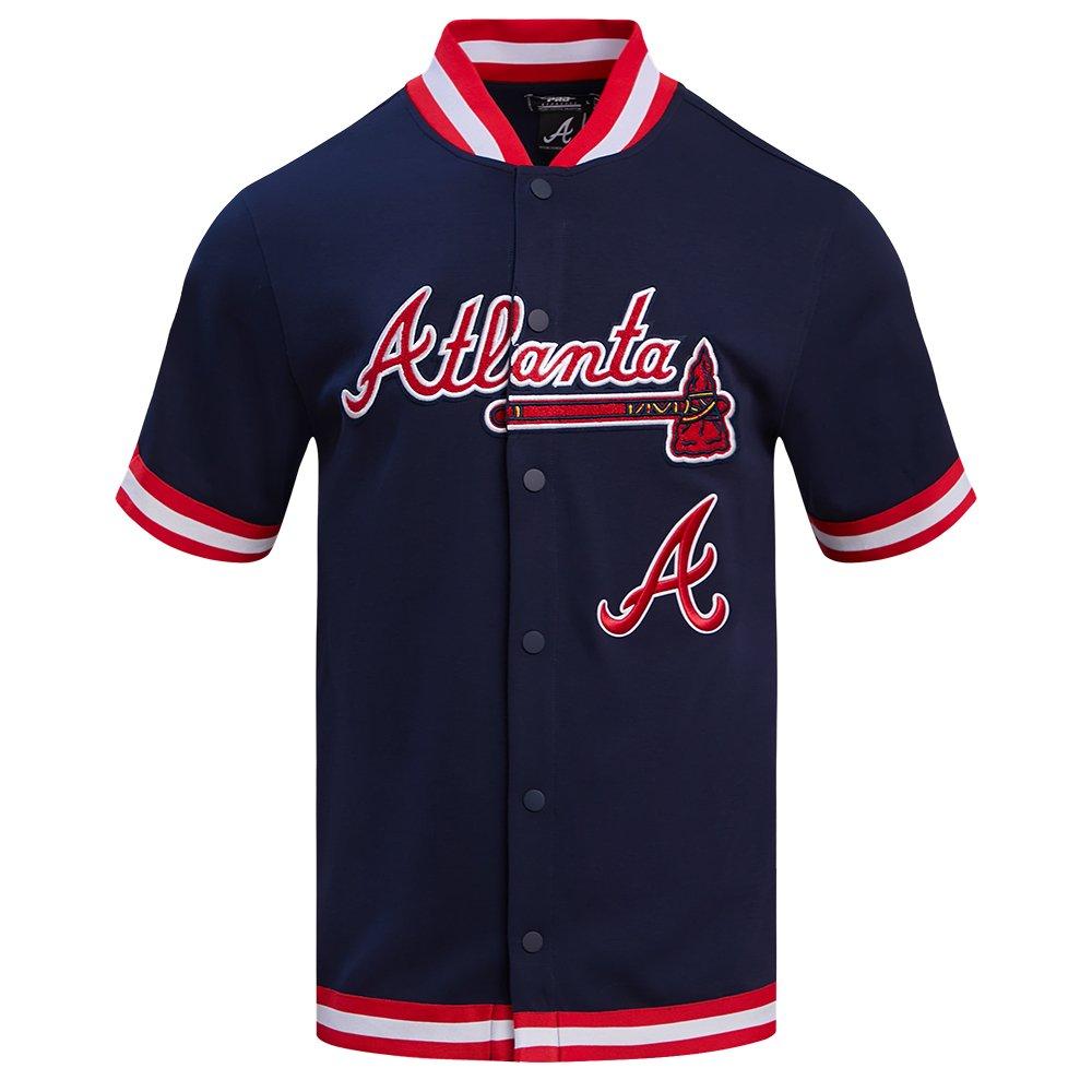 Pro Standard Men's MLB Atlanta Braves Classic Warm Up Jacket - Navy/Red - NAVY/RED Thumbnail View 1