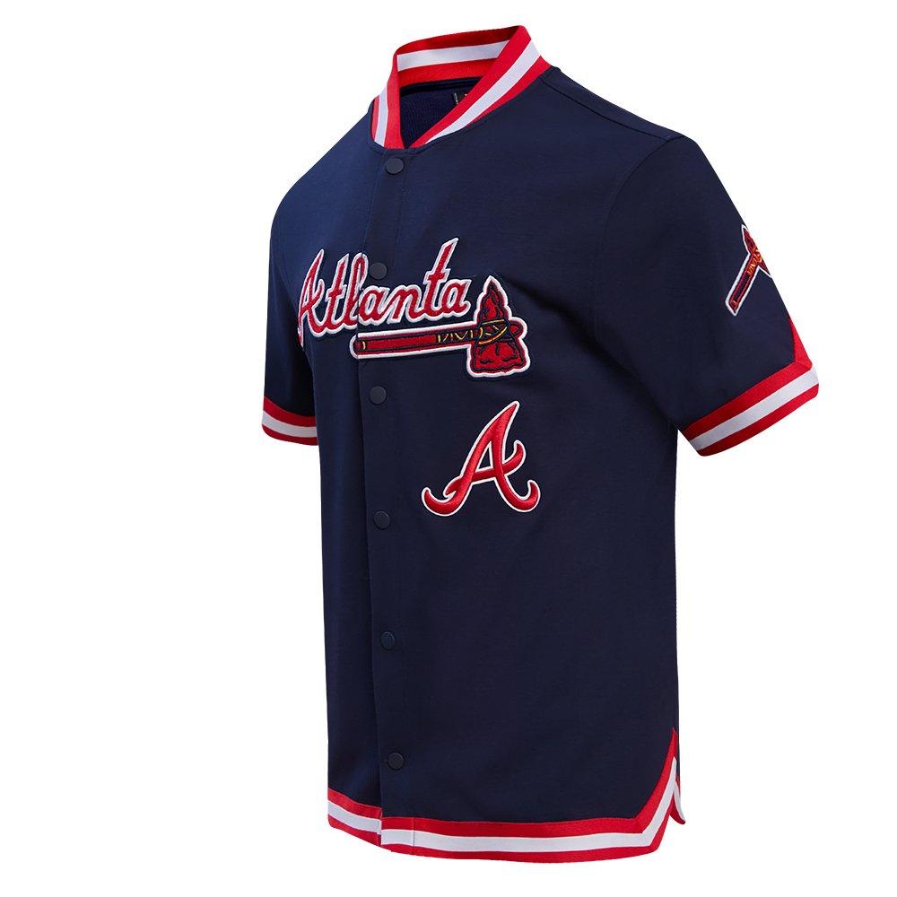 Pro Standard Men's MLB Atlanta Braves Classic Warm Up Jacket - Navy/Red - NAVY/RED Thumbnail View 3