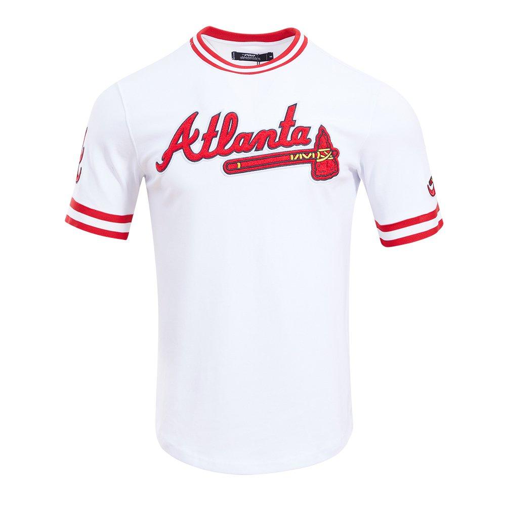 Pro Standard Men's MLB Atlanta Braves Classic Chenille Striped Sleeve Top - WHITE