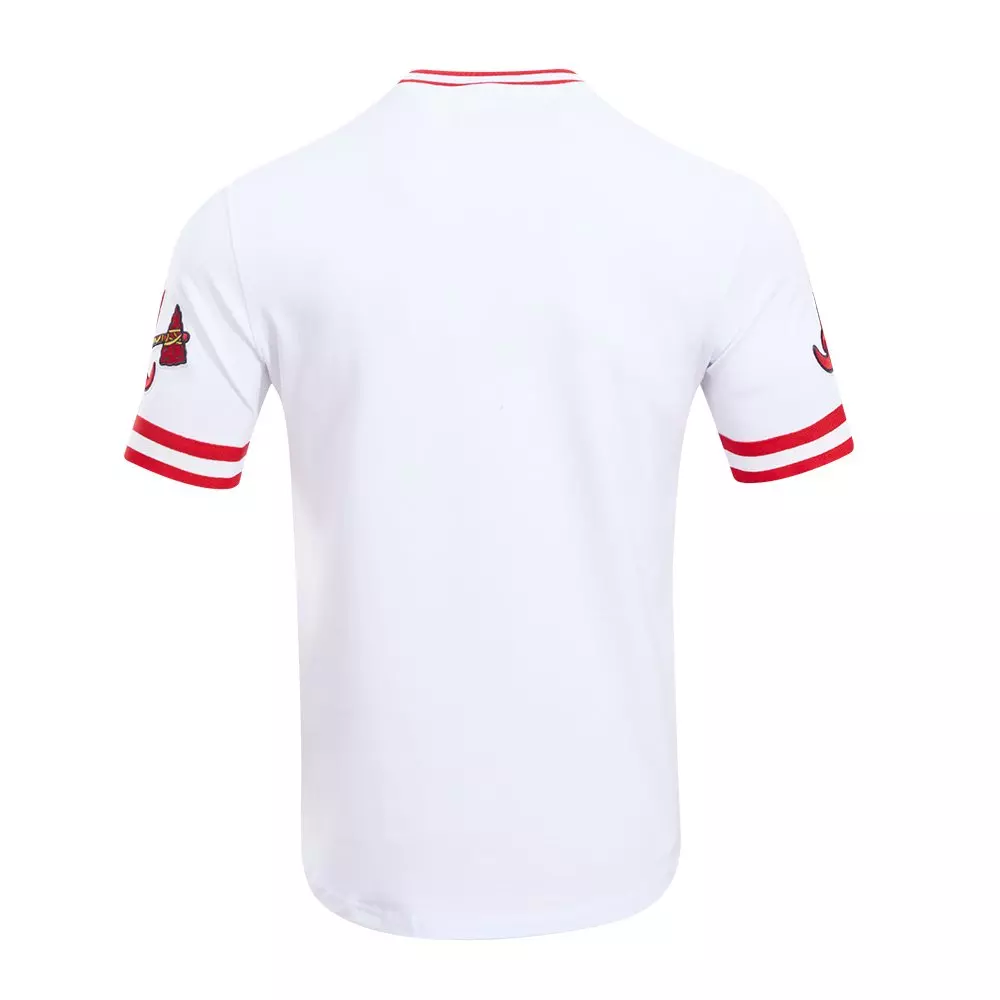 Pro Standard Men's MLB Atlanta Braves Classic Chenille Striped Sleeve Top - WHITE