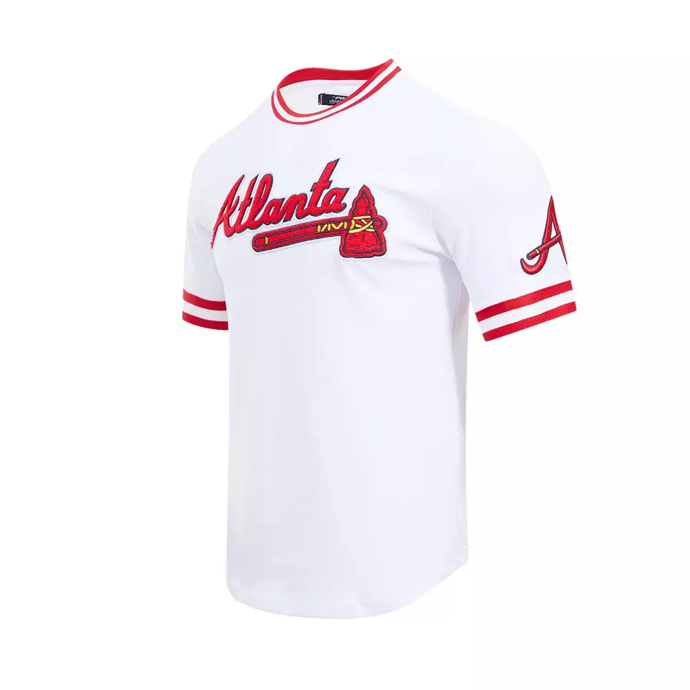 Pro Standard Men's MLB Atlanta Braves Classic Chenille Striped Sleeve Top - WHITE