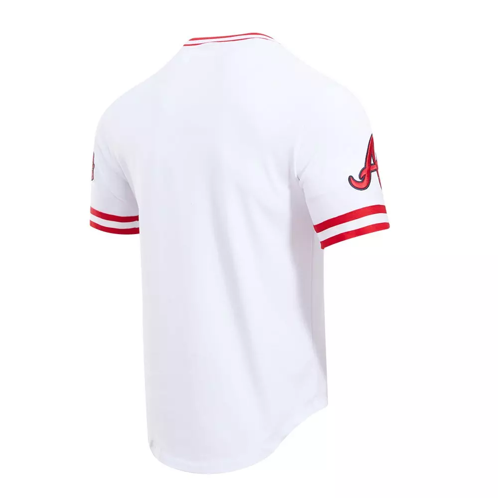 Pro Standard Men's MLB Atlanta Braves Classic Chenille Striped Sleeve Top - WHITE