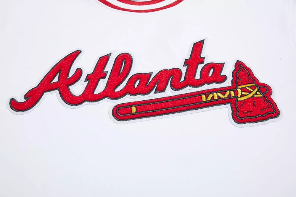 Pro Standard Men's MLB Atlanta Braves Classic Chenille Striped Sleeve Top - WHITE