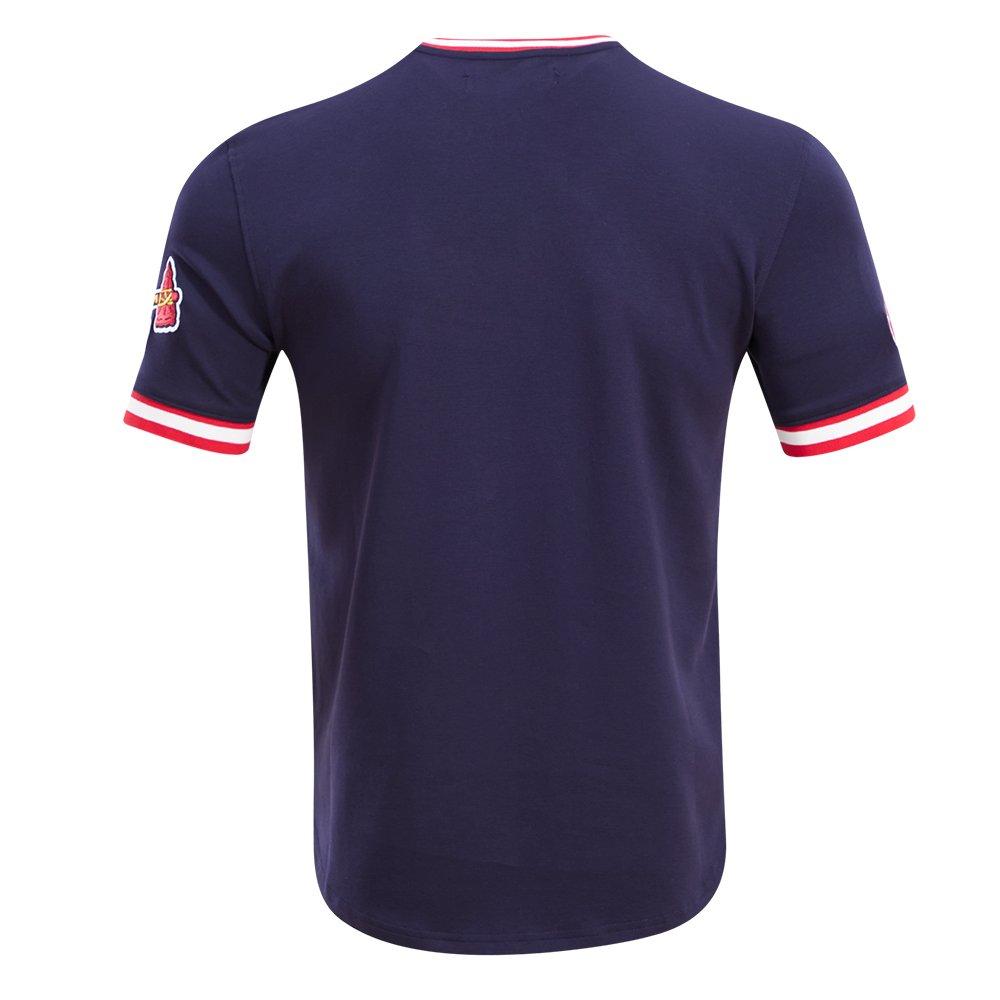 Pro Standard Men's MLB Atlanta Braves Classic Chenille Striped Sleeve Top - NAVY Thumbnail View 2