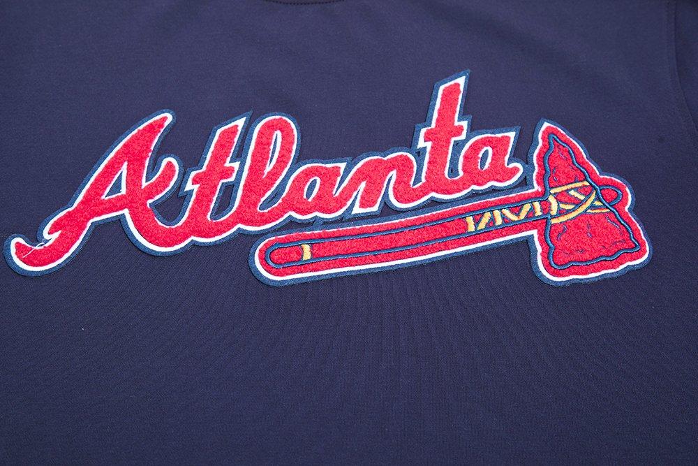Pro Standard Men's MLB Atlanta Braves Classic Chenille Striped Sleeve Top - NAVY Thumbnail View 5