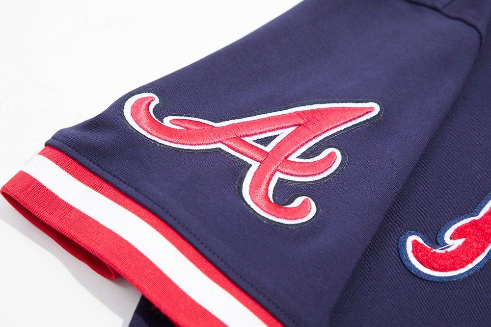 Pro Standard Men's MLB Atlanta Braves Classic Chenille Striped Sleeve Top - NAVY Thumbnail View 6