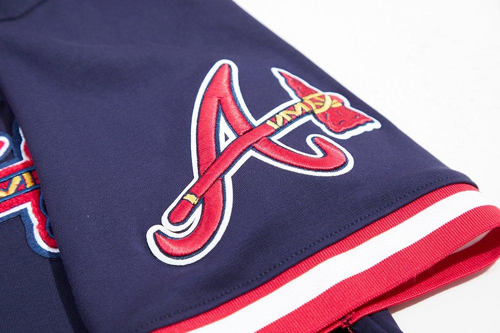 Pro Standard Men's MLB Atlanta Braves Classic Chenille Striped Sleeve Top - NAVY Thumbnail View 7