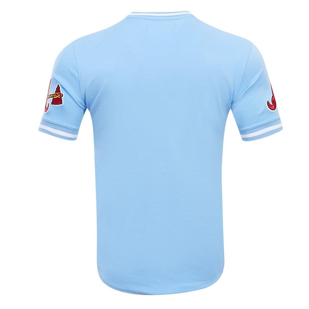 Pro Standard Men's MLB Atlanta Braves Classic Chenille Striped Sleeve Top - BLUE Thumbnail View 2