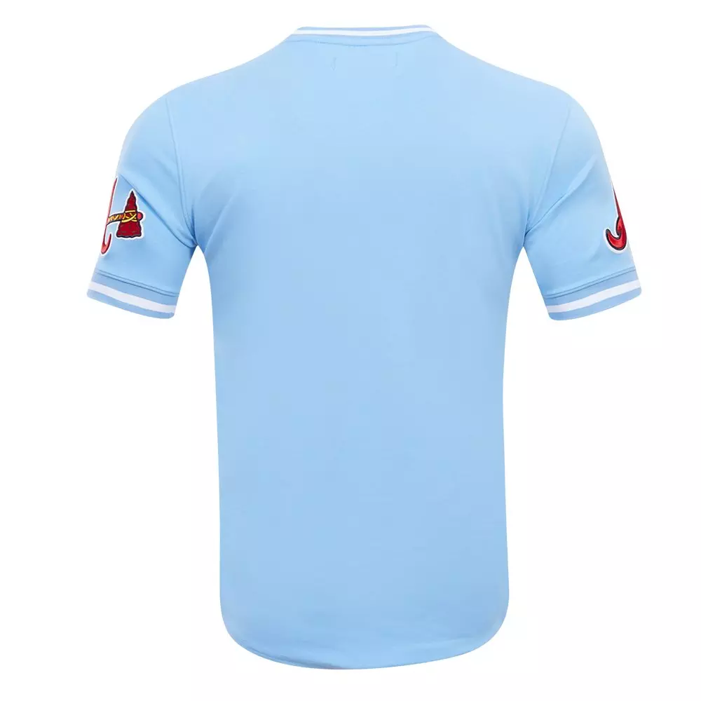 Pro Standard Men's MLB Atlanta Braves Classic Chenille Striped Sleeve Top - BLUE