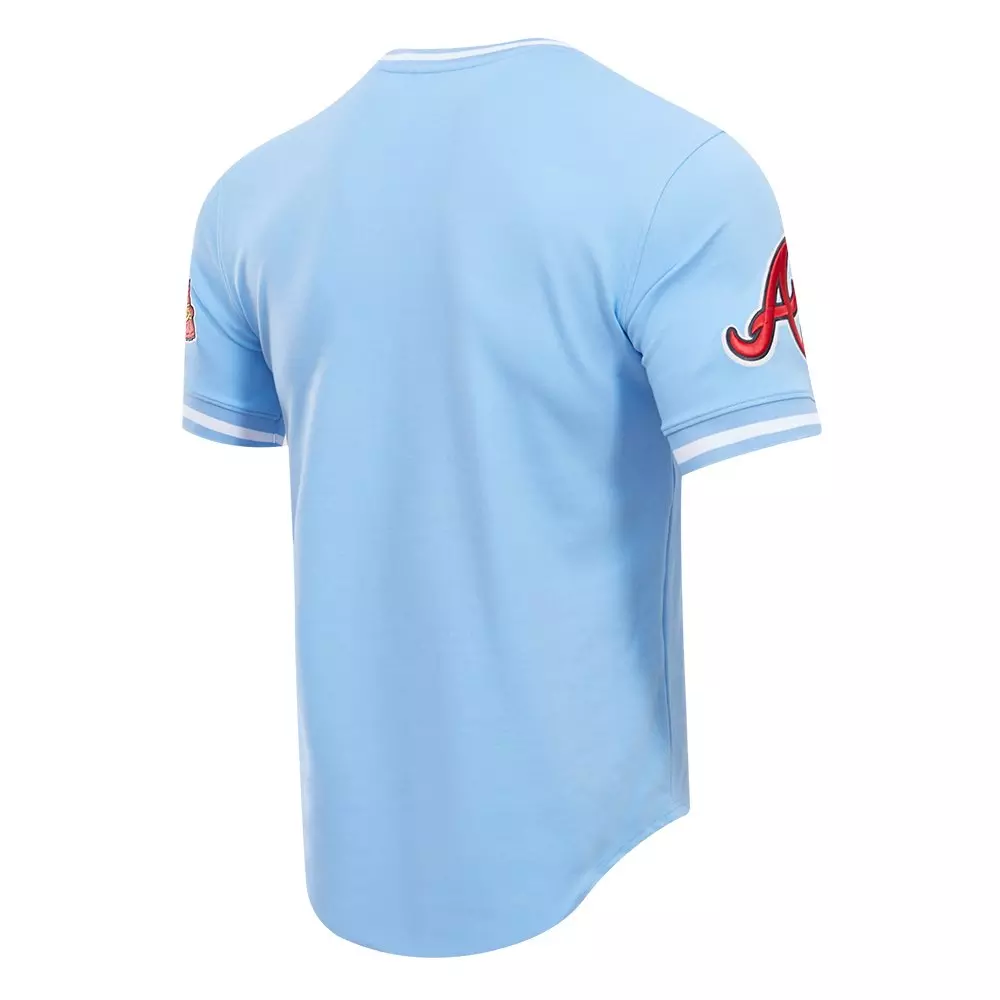 Pro Standard Men's MLB Atlanta Braves Classic Chenille Striped Sleeve Top - BLUE