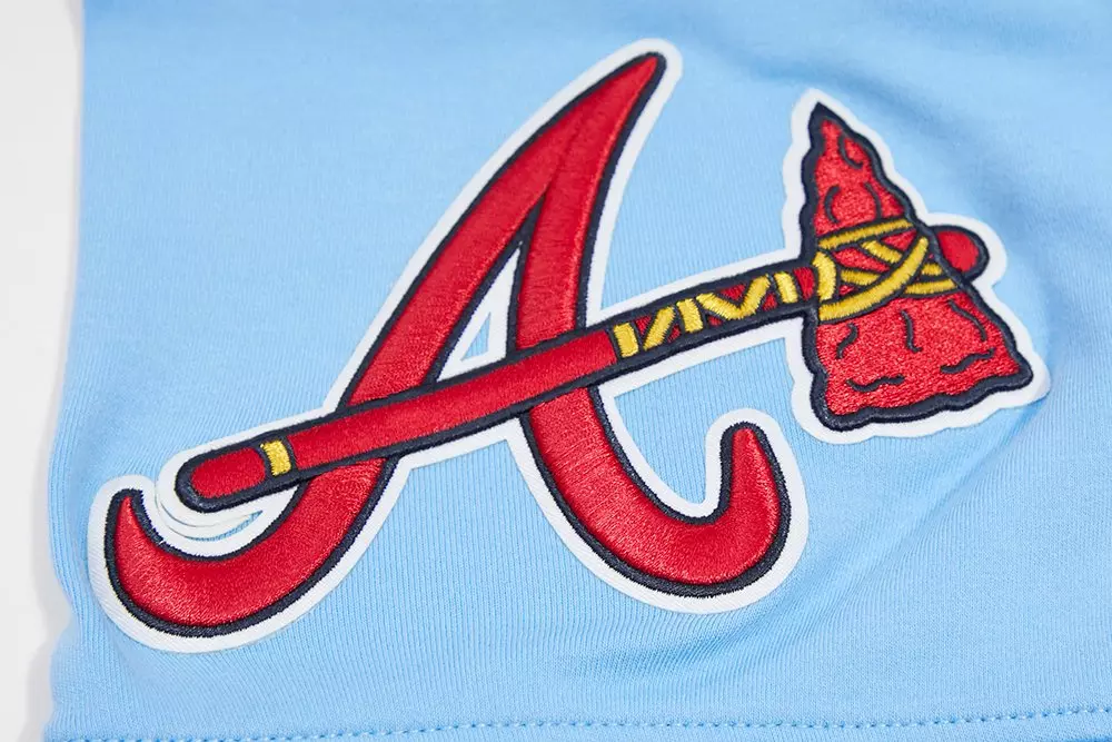 Pro Standard Men's MLB Atlanta Braves Classic Chenille Striped Sleeve Top - BLUE