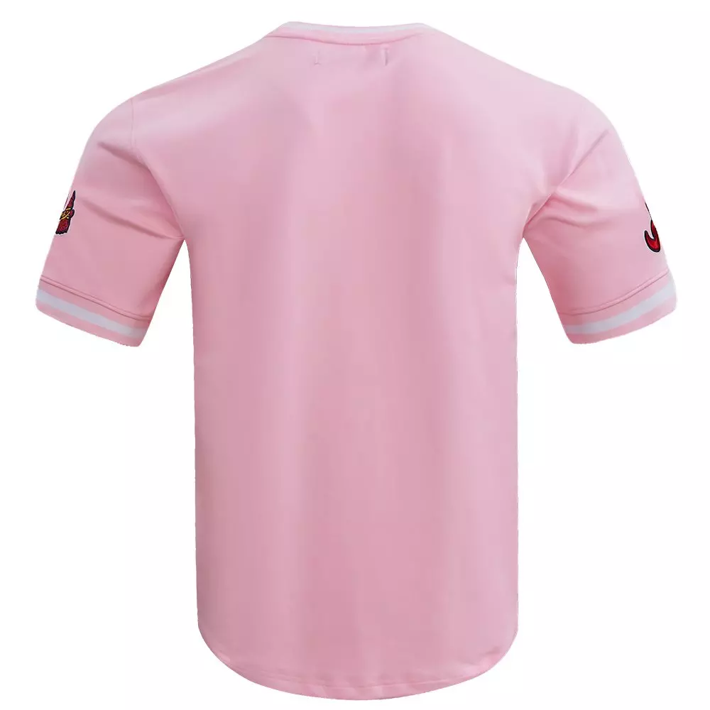 Pro Standard Men's MLB Atlanta Braves Classic Chenille Striped Sleeve Top - PINK