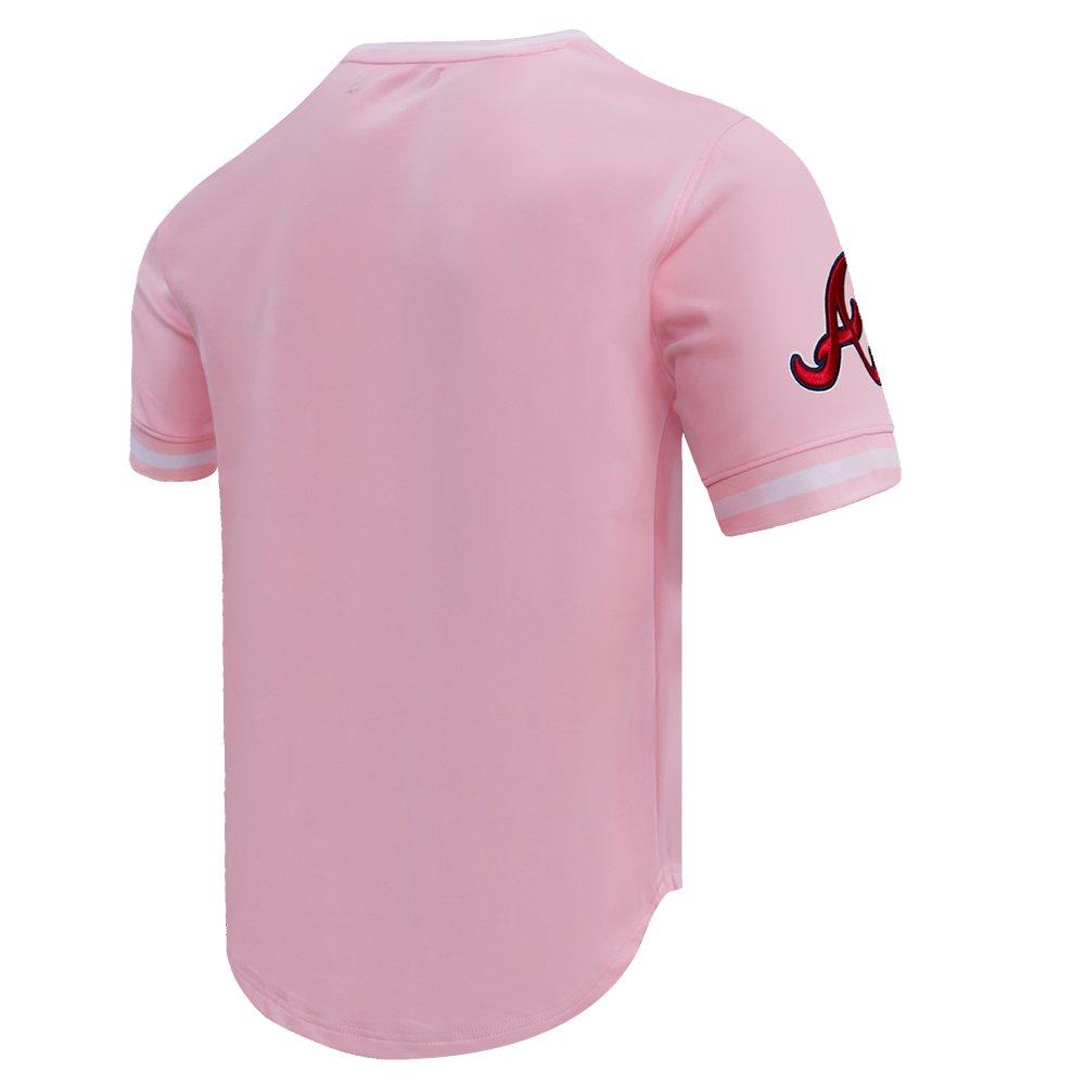Pro Standard Men's MLB Atlanta Braves Classic Chenille Striped Sleeve Top - PINK Thumbnail View 4
