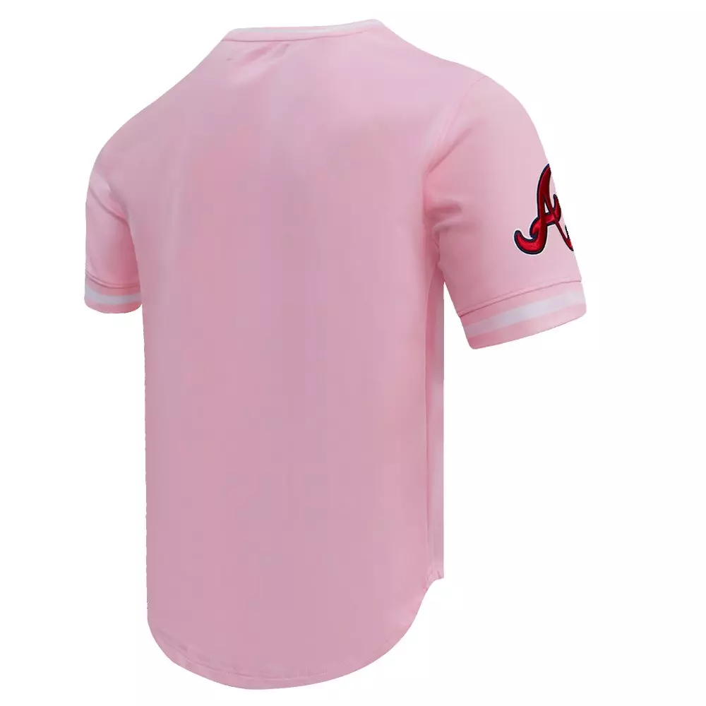 Pro Standard Men's MLB Atlanta Braves Classic Chenille Striped Sleeve Top - PINK