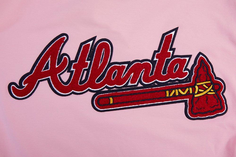 Pro Standard Men's MLB Atlanta Braves Classic Chenille Striped Sleeve Top - PINK Thumbnail View 5