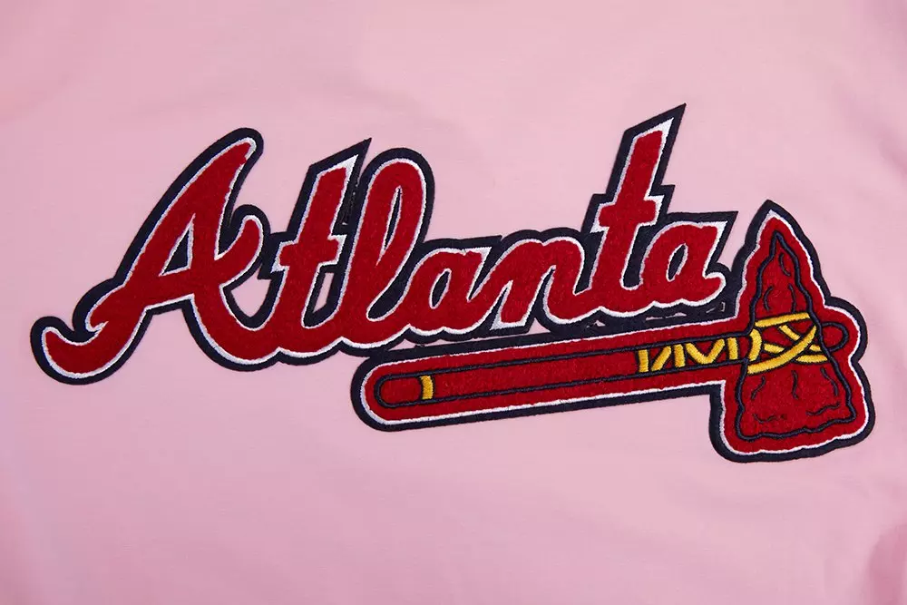 Pro Standard Men's MLB Atlanta Braves Classic Chenille Striped Sleeve Top - PINK