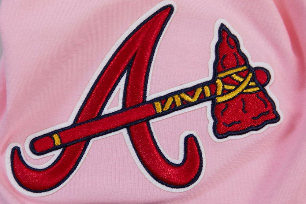 Pro Standard Men's MLB Atlanta Braves Classic Chenille Striped Sleeve Top - PINK Thumbnail View 7