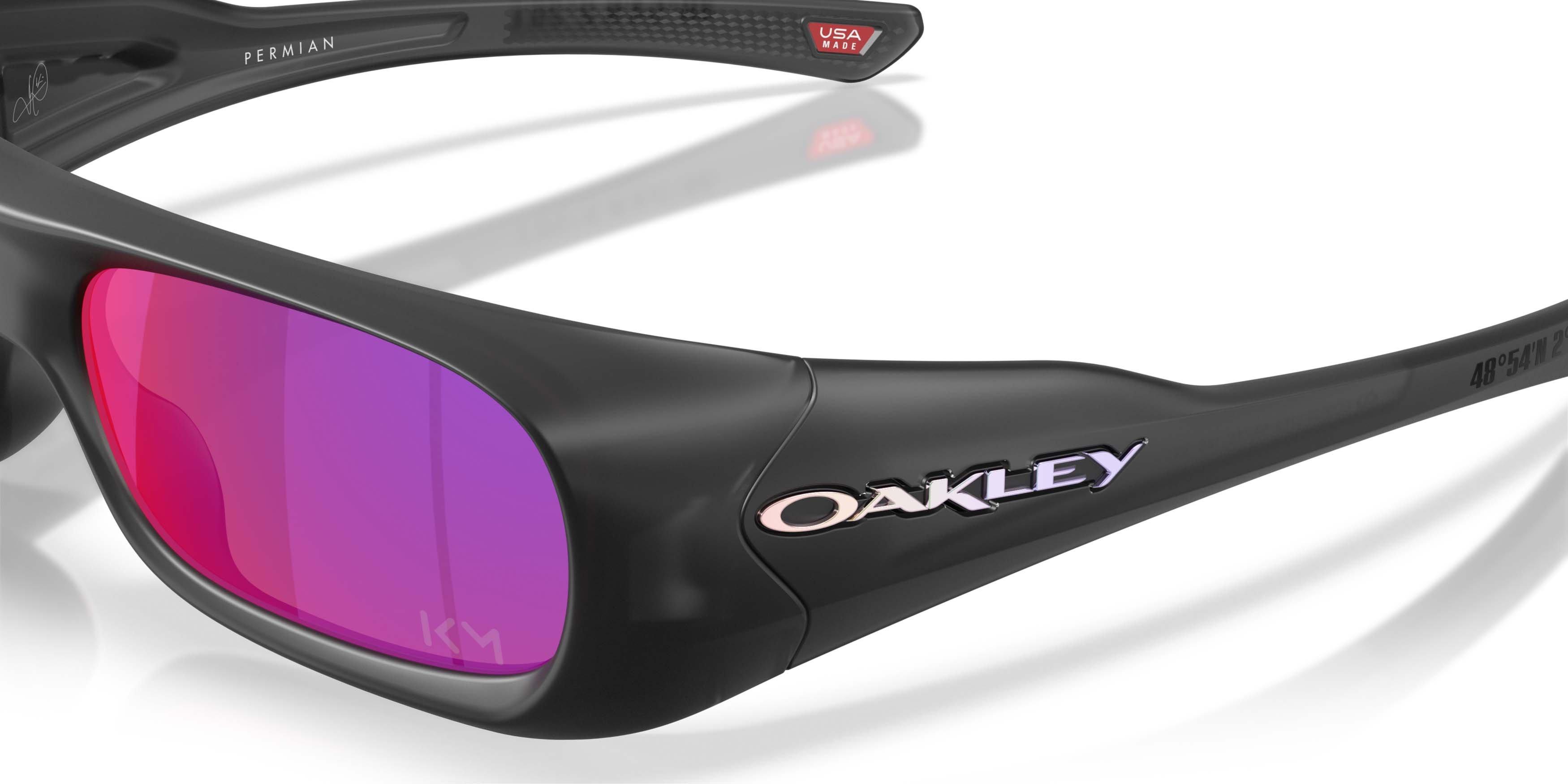 Oakley Permian Kylian Mbapp&eacute; Signature Series Prizm Road Sunglasses &ndash; Matte Black Ink - BLACK/RED Thumbnail View 4