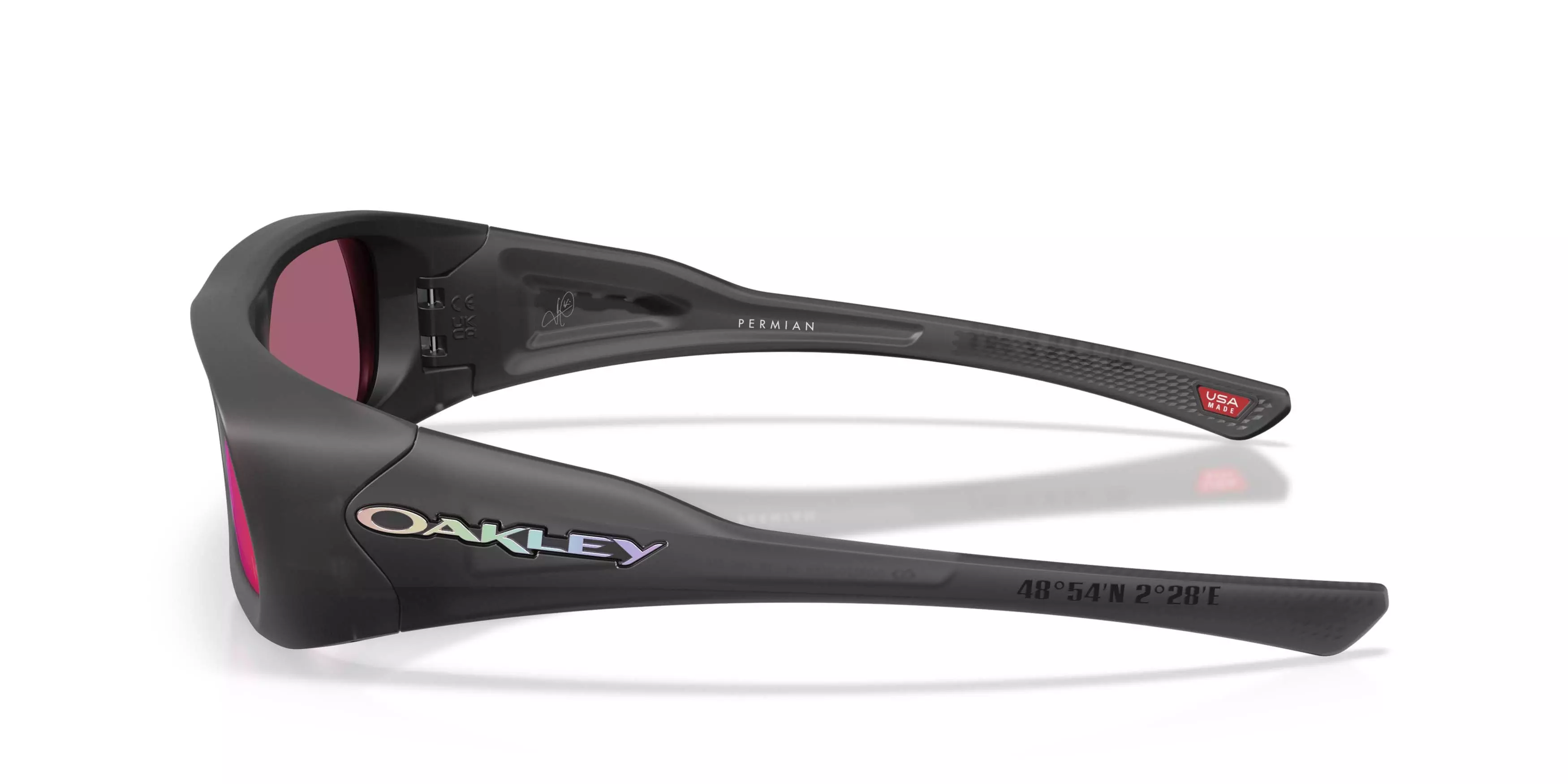 Oakley Permian Kylian Mbapp&eacute; Signature Series Prizm Road Sunglasses &ndash; Matte Black Ink - BLACK/RED