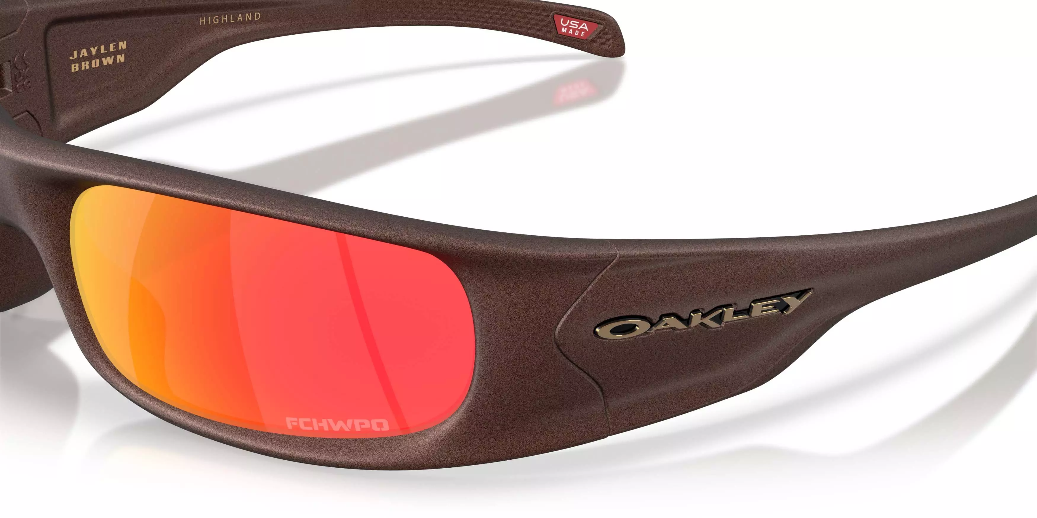 Oakley Highland Jaylen Brown Signature Series Prizm Ruby Sunglasses &ndash; Corten - BROWN/RED