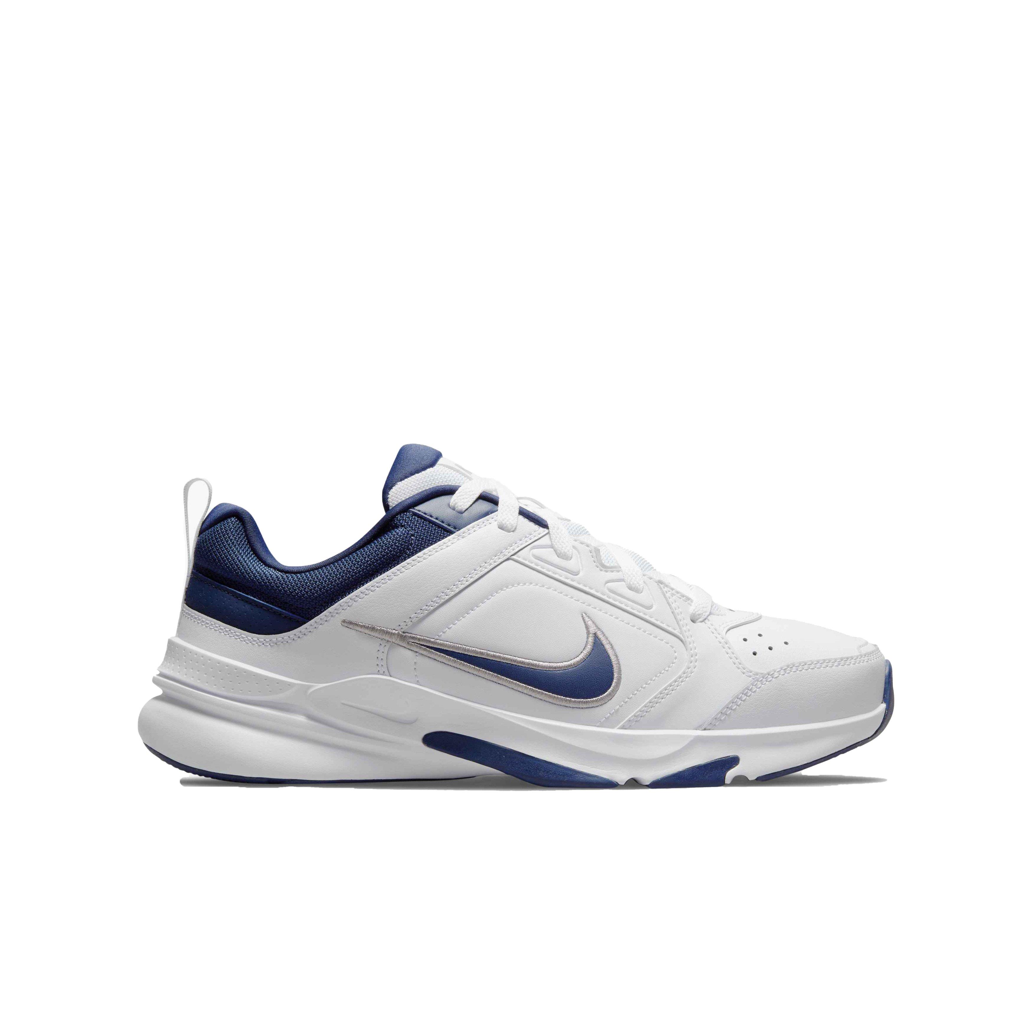 Nike Defy All Day "White/Midnight Navy/Metallic Silver" Grade School Boys' Wide Training Shoe - WHITE Thumbnail View 1