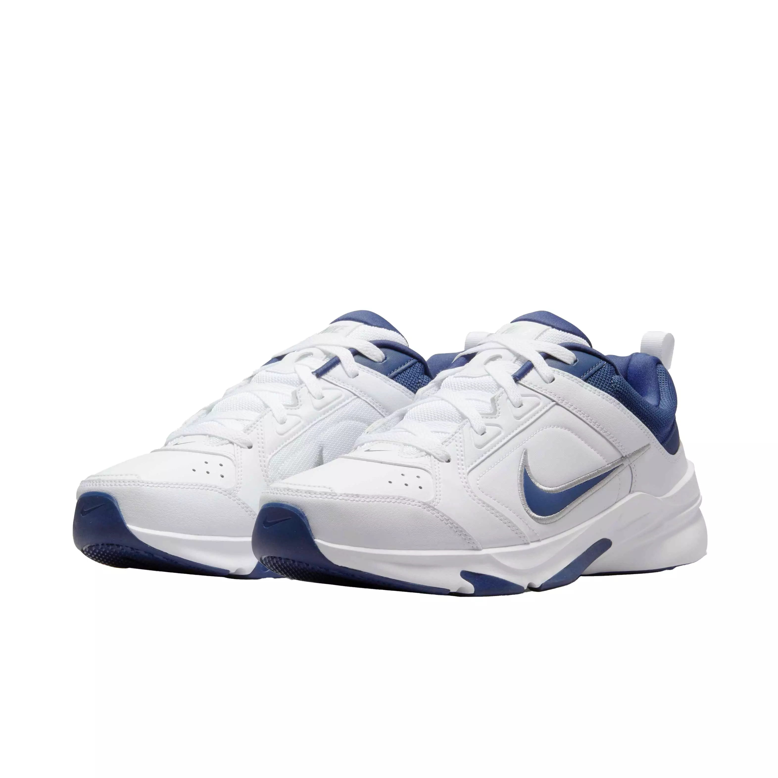 Nike Defy All Day "White/Midnight Navy/Metallic Silver" Grade School Boys' Wide Training Shoe - WHITE