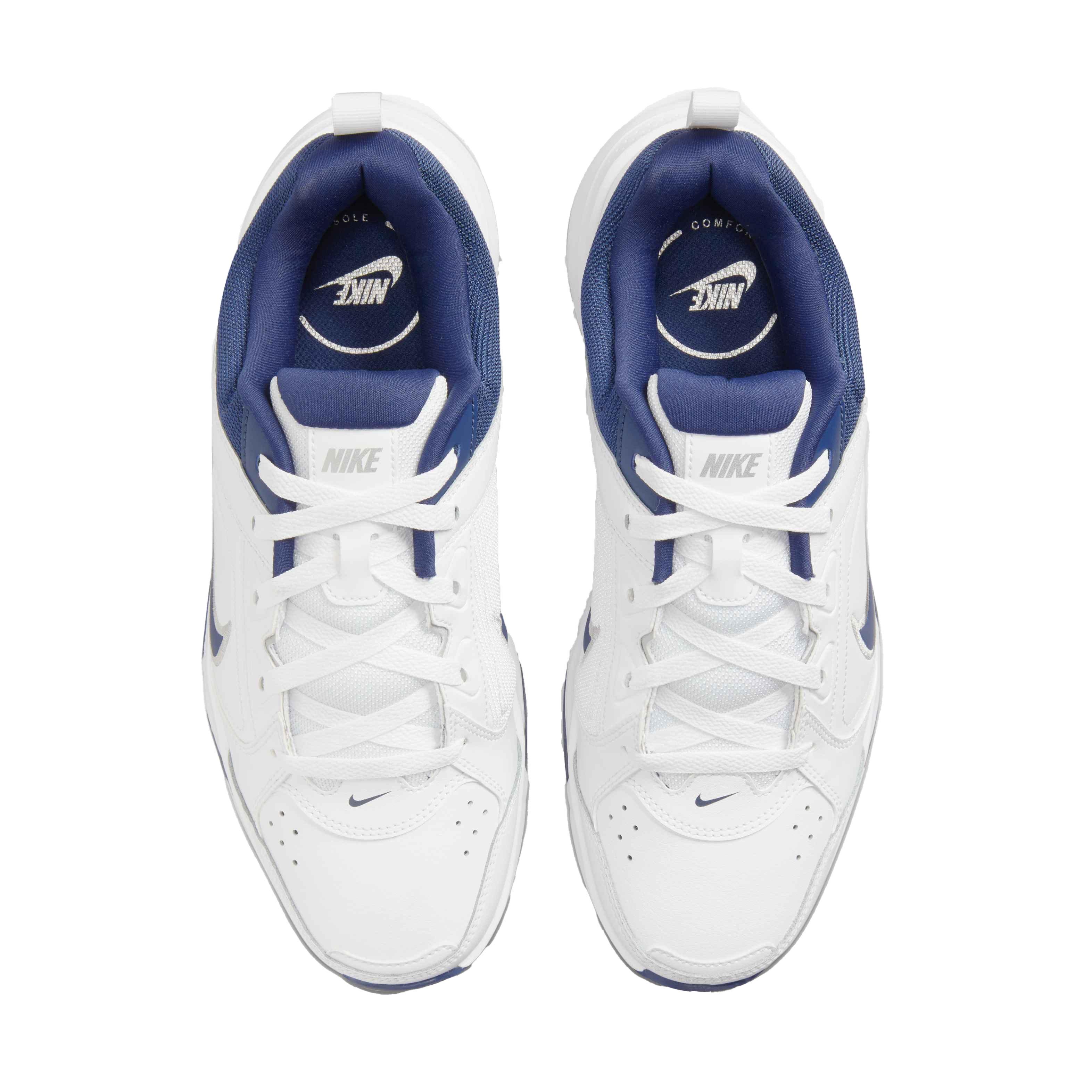 Nike Defy All Day "White/Midnight Navy/Metallic Silver" Grade School Boys' Wide Training Shoe - WHITE Thumbnail View 4