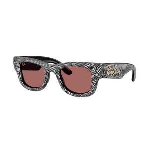 Ray-Ban Wayfarer Puffer Crystal Pav&egrave; Edition Dark Violet Sunglasses &ndash; Polished Black
