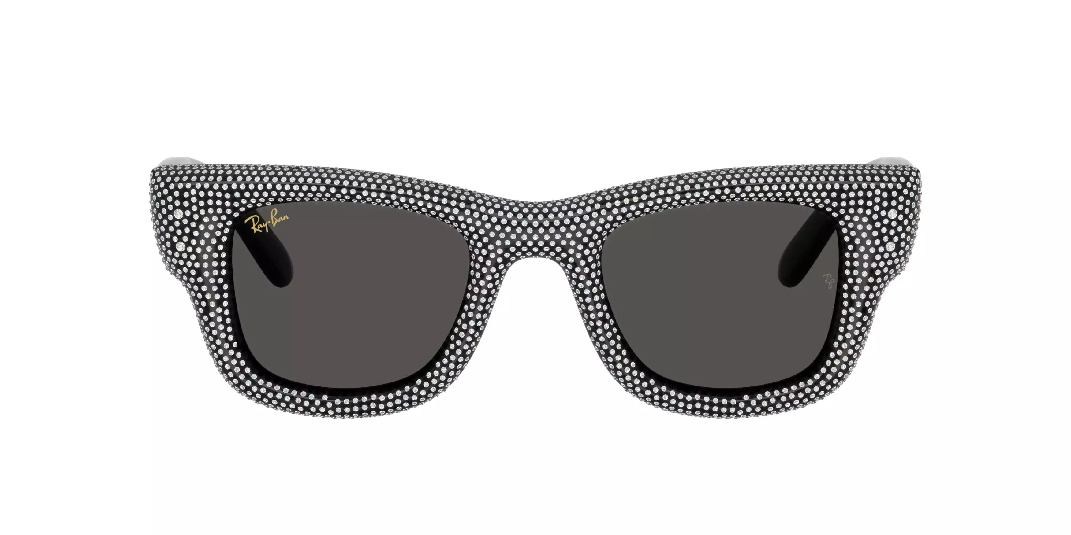 Ray-Ban Wayfarer Puffer Crystal Pav&egrave; Edition Ultra Black Sunglasses &ndash; Polished Black & Strass Pave - BLACK