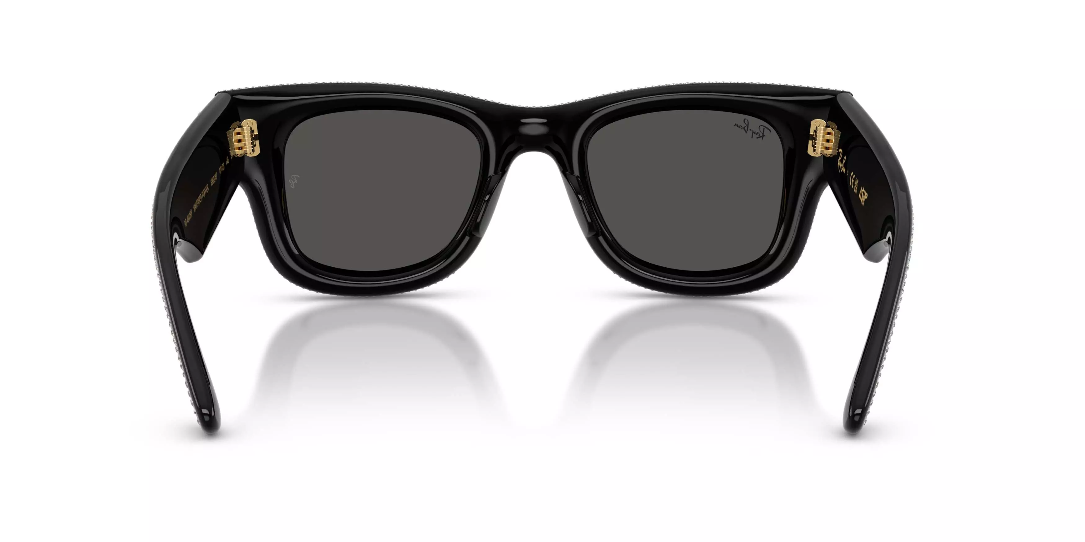 Ray-Ban Wayfarer Puffer Crystal Pav&egrave; Edition Ultra Black Sunglasses &ndash; Polished Black & Strass Pave - BLACK
